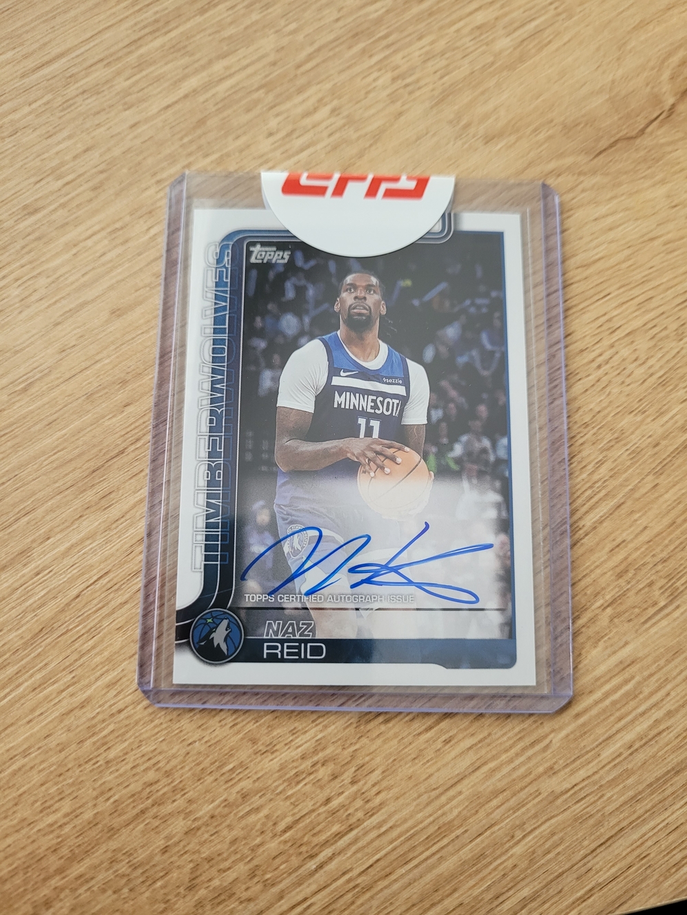 Naz Reid Autographed Topps Card - White and Blue Minnesota Timberwolves Back